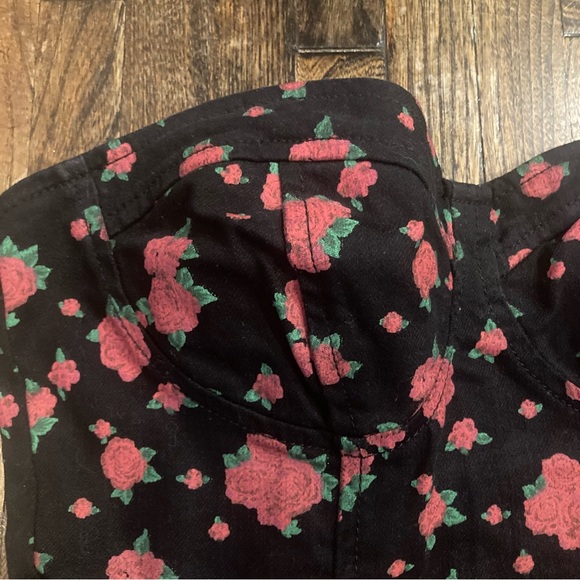 Strapless Stretch Denim Floral Dress - Picture 2 of 5